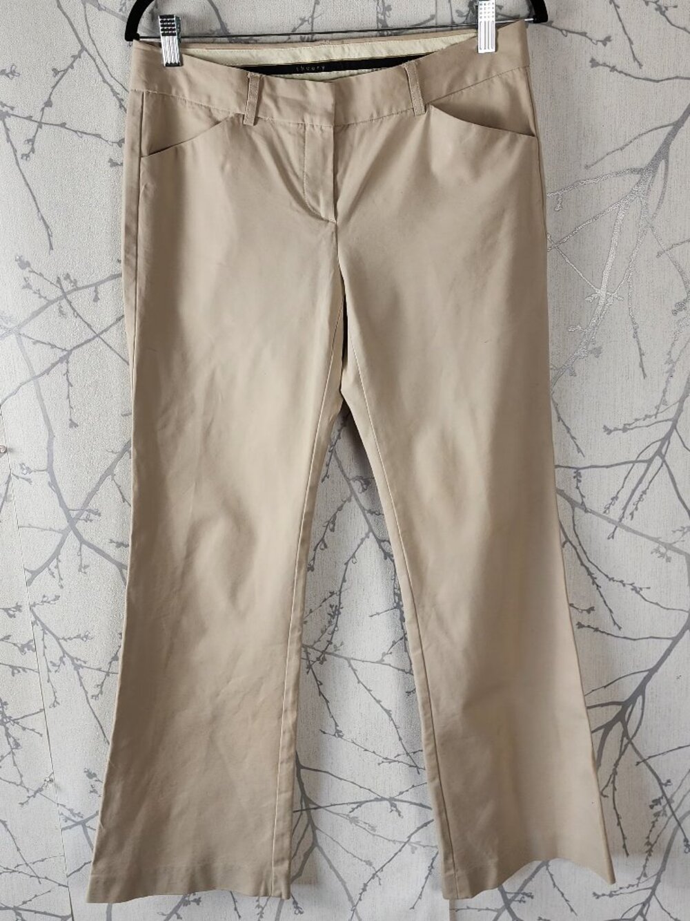 Theory Beige Cream Ponte Knit Low Rise Bootcut Trousers